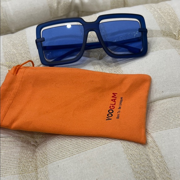 Glam Blue Square Sunglasses - Picture 2 of 7